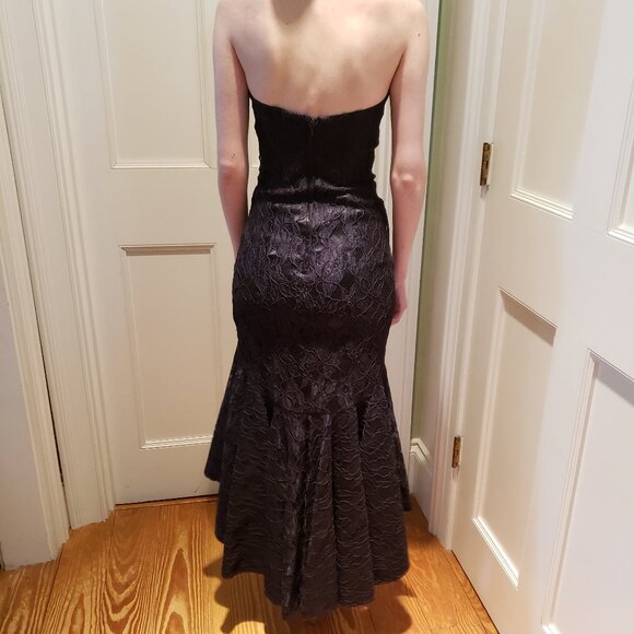 Vintage 90s black lace strapless mermaid high-low gown 6 - Picture 3 of 8